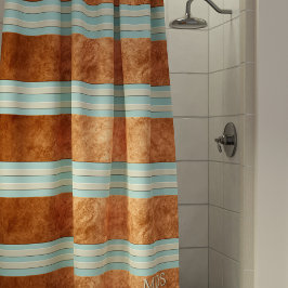 De Ducha Robin Egg Blue Copper Stripes Shower Cortina
