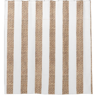 De Ducha Rústico Burlap Stripes Farmhouse Shower Cortina