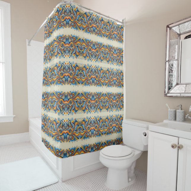 De Ducha Vibrante Abstract Swirl Shower Cortina (In situ)