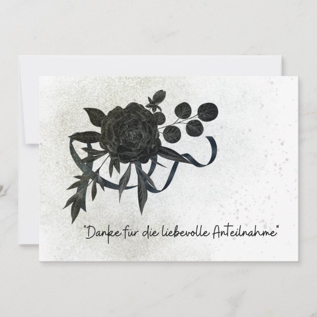 DE | Edle Trauer Danksagung Karte - Schwarze Rose (Anverso)