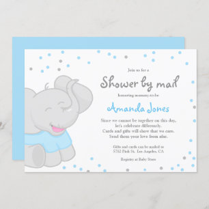 💙 de elefante lindo Baby Shower Boy 🐘 invitación