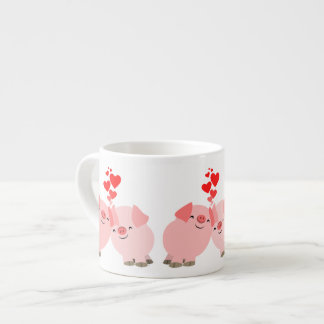 De Espresso Cerdos lindos del dibujo animado en taza del café