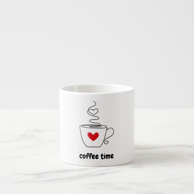 De Espresso Negro y rojo Ilustracion simple café tiempo taza (Frente)