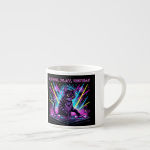 De Espresso Taza DJ Gato Paws Play Repeat Regalo Divertido p