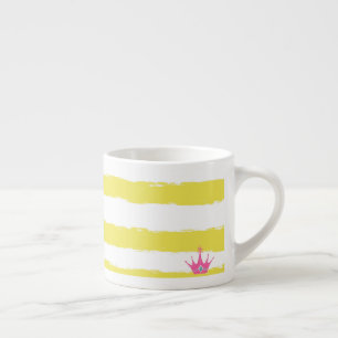 De Espresso Taza especial con rayas amarillas y corona rosa