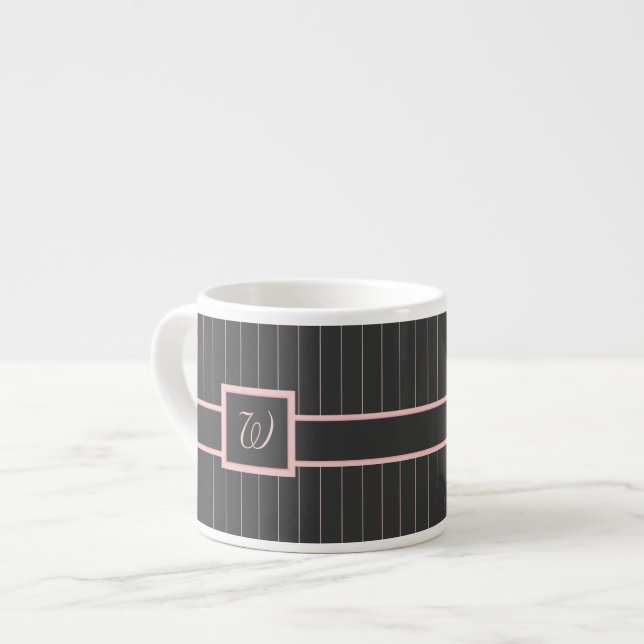De Espresso Taza especial con rayas rosadas negras (Izquierda)