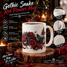 Taza Serpiente Gótica y Flores Rojas – Botánica Os