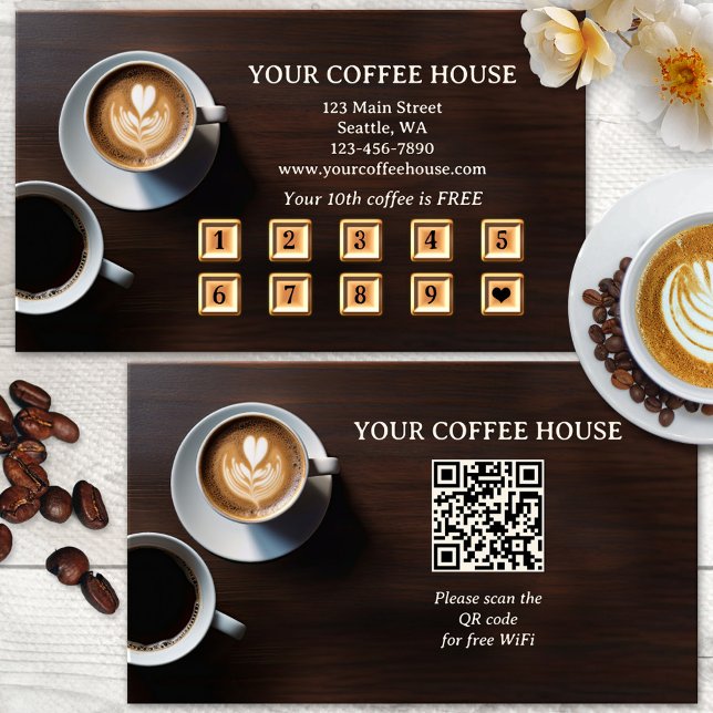 De Fidelización Tarjeta QR Code Modern Coffee Loyalty Punch (Subido por el creador)