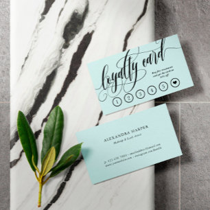 De Fidelización Tarjeta Robin Egg Blue Calligraphy Lealty Punch