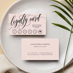 De Fidelización Tarjeta Rubor Pink Calligraphy Loyalty Punch