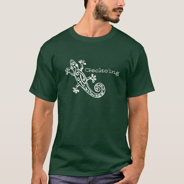 De Gecko'ing del blanco camiseta gráfica hacia (Anverso)