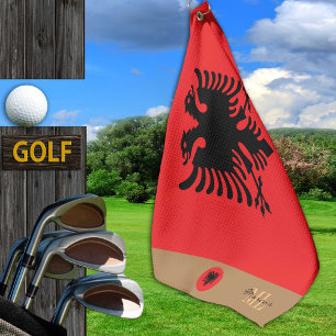 De Golf Bandera albanesa y Albania, monogramada / toalla d
