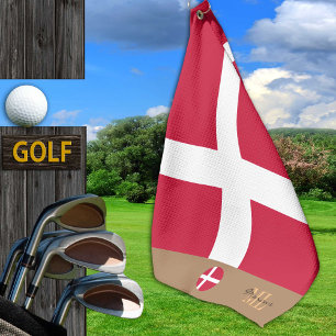 De Golf Bandera danesa y Dinamarca, toalla monogramada/de