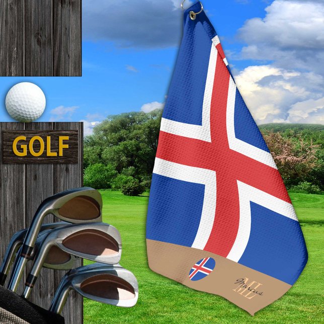 De Golf Bandera islandesa e Islandia, monogramada / toalla (Subido por el creador)