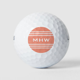De Golf Salmon Stripes personalizado monograma 3 pelotas d