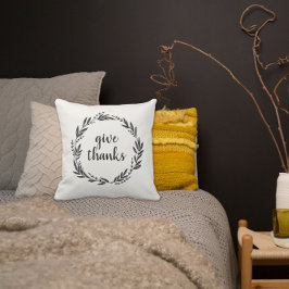 Dé gracias Cojín decorativo de Wreath agradecido