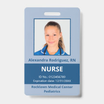 Personalizado Empleado Foto Tarjeta médica azul