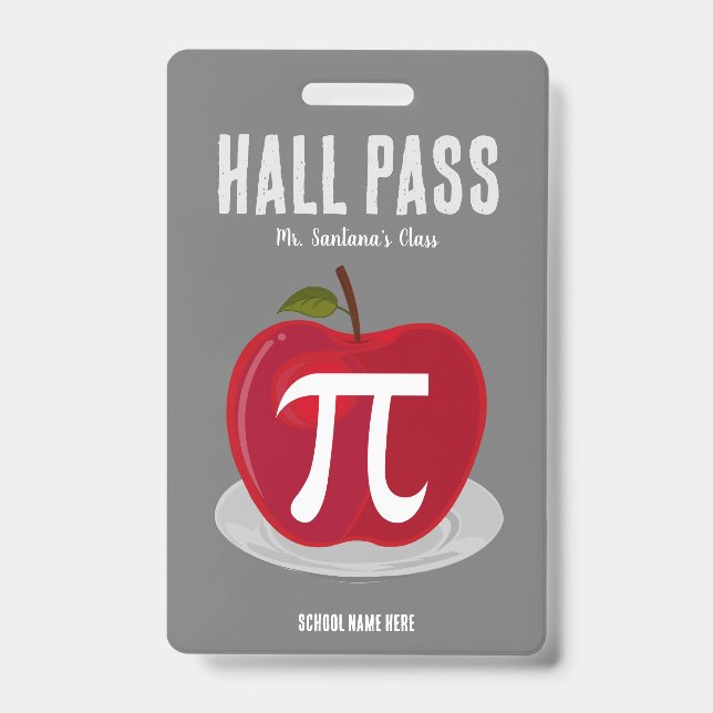De Identificación Tarjeta Apple Pie Hall Pass (Anverso)