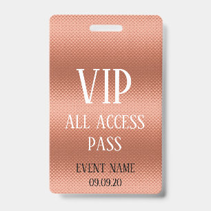 De Identificación Tarjeta para eventos VIP Gold Girly Rosa