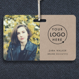 De Identificación Tarjeta Rustic Kraft Empleado fotográfico con lo
