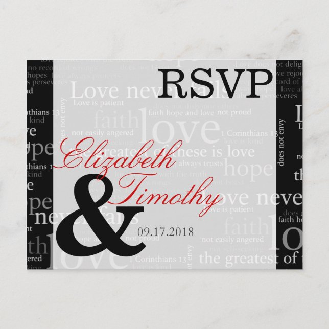 De Invitación 1 Corinthians 13 postal RSVP (Anverso)