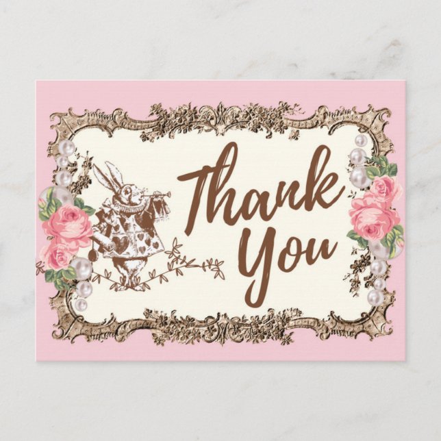 De Invitación alice en wonderland gracias postal (Anverso)