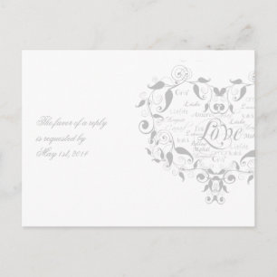 De Invitación Amor en cualquier idioma en la postal Silver RSVP