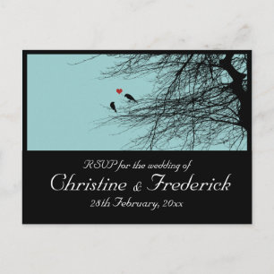 De Invitación Aves amorosas, postal RSVP