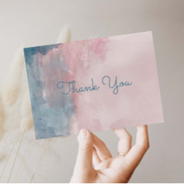De Invitación Azul y color rosa acuarela gracias postal