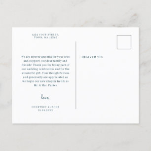 De Invitación Azul y color rosa acuarela gracias postal