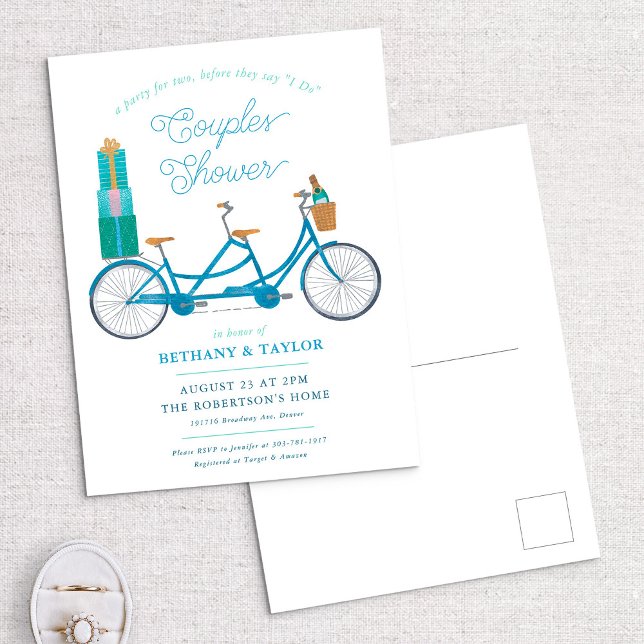 De Invitación Bicicleta para dos parejas ducha Invitar postal (Subido por el creador)