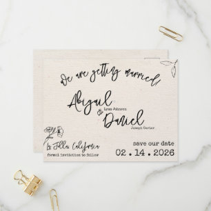 De Invitación Boda Guardar La Fecha Postal Vintage Minimalista