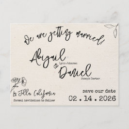 De Invitación Boda Guardar La Fecha Postal Vintage Minimalista