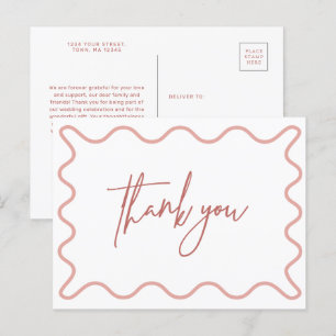 De Invitación Borde ondulado rosa Gracias postal
