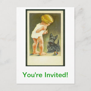 De Invitación Chica Vintage y postal territorial escocesa
