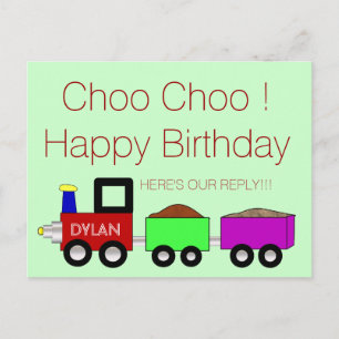 De Invitación Choo Choo Feliz Cumpleaños!! postal RSVP