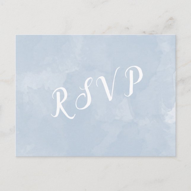De Invitación Duste azul acuarela boda rsvp postal postal (Anverso)