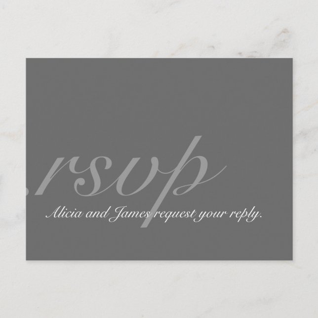 De Invitación Elegante postal RSVP para Bodas Gris (Anverso)