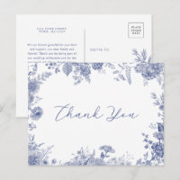 Elegante Toile French Blue Gracias postal