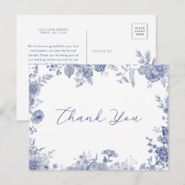 De Invitación Elegante Toile French Blue Gracias postal