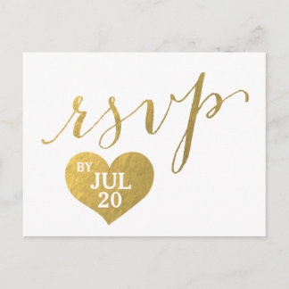 De Invitación Faux Relieve metalizado dorado Glam Heart | Postal