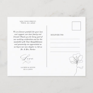 De Invitación Flor dibujada a mano ilustrada gracias postal