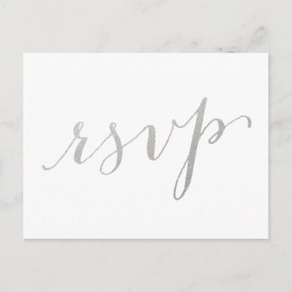 De Invitación Glamour Relieve metalizado plateado | Postal RSVP