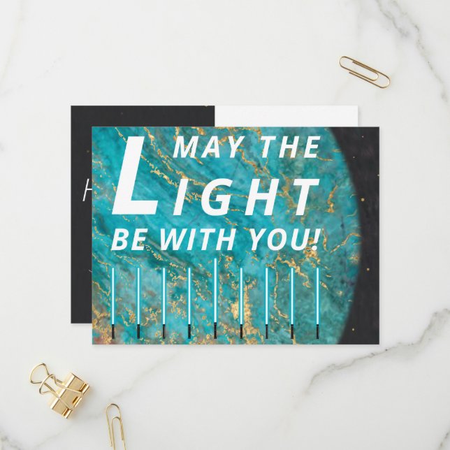 De Invitación Hanukkah ilumina la postal estándar (Anverso/Reverso In Situ)