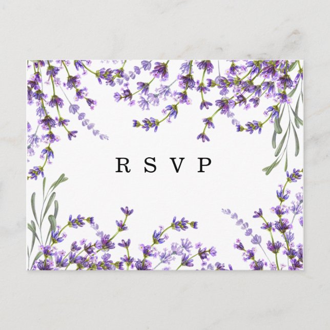 De Invitación lavender florals boho boda rsvp postal postal post (Anverso)