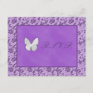 De Invitación Mariposa plateada en postal Purple R.S.V.P.