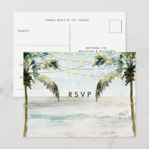 De Invitación Palabras boho playa boda rsvp postal postal