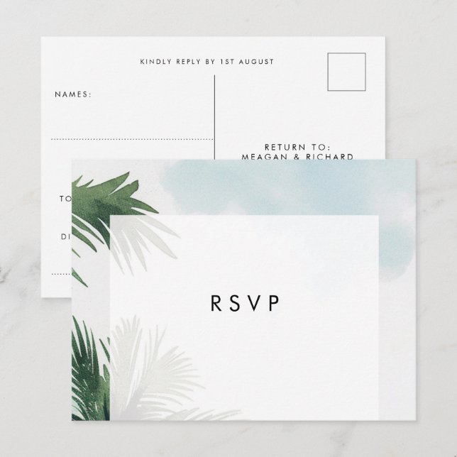 De Invitación Palabras boho playa boda rsvp postal postal (Anverso / Reverso)