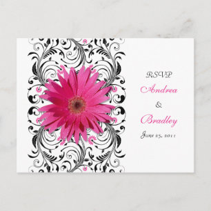 De Invitación Pink Gerbera Daisy Wedding RSVP Respuesta postal