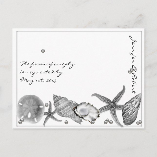 De Invitación Playa glamurosa en postal Silver RSVP (Anverso)